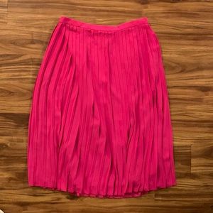 J Crew Pleated Hot Pink Midi Skirt